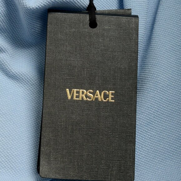 Versace Men's Sky Blue Medusa Head Logo Embroidery Polo Shirt US S IT 48 - Picture 6 of 7